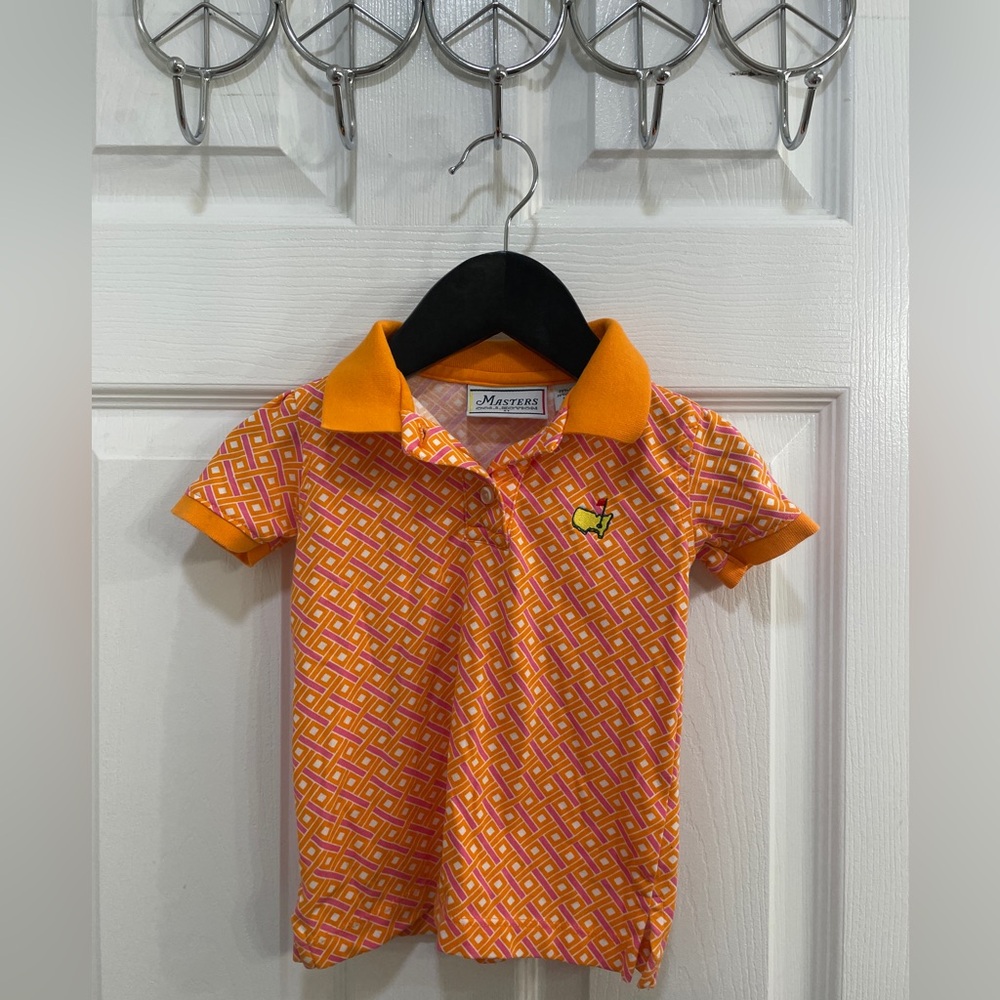 Masters Collection Toddler Geometric Orange Polo Golf Shirt